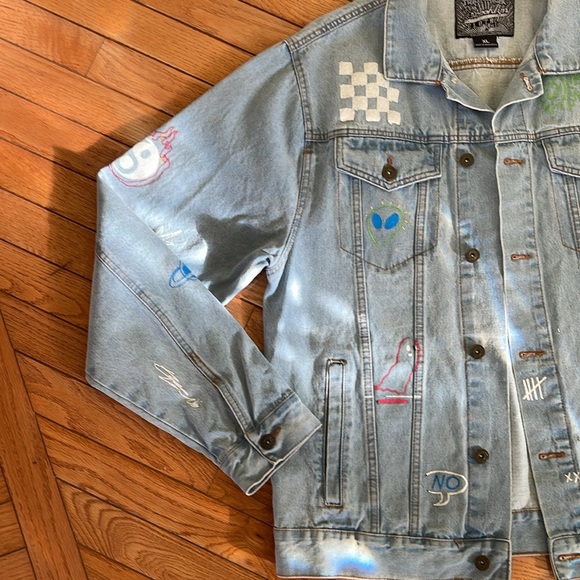 WOMENS Brooklyn Cloth Graffiti Denim Jacket Size XL - Picture 4 of 7
